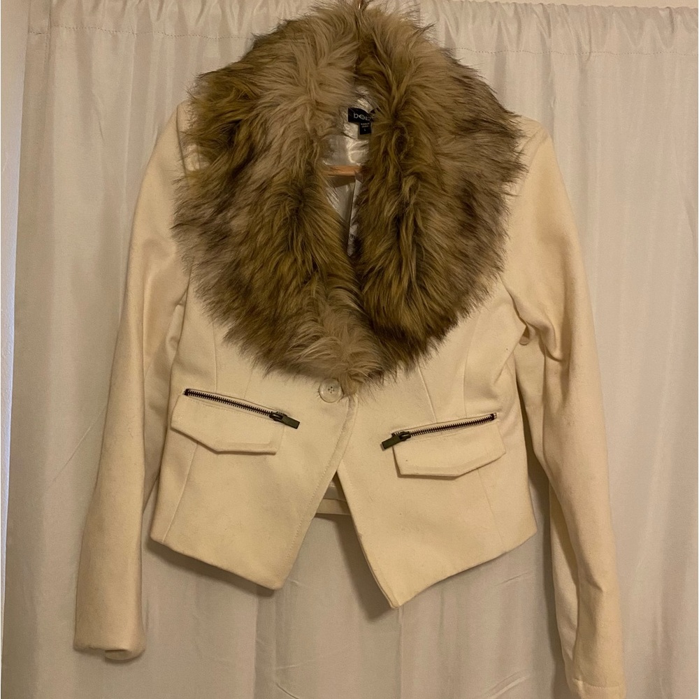 BeBe fitted wool coat with Faux Fur collar.  Size large